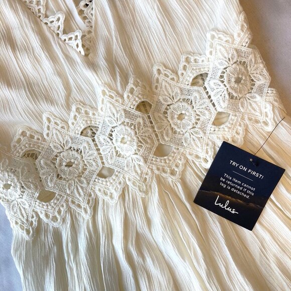 Lulus This is Love Lace Maxi Dress Lined Womens Size Small S White NWT - Picture 5 of 16